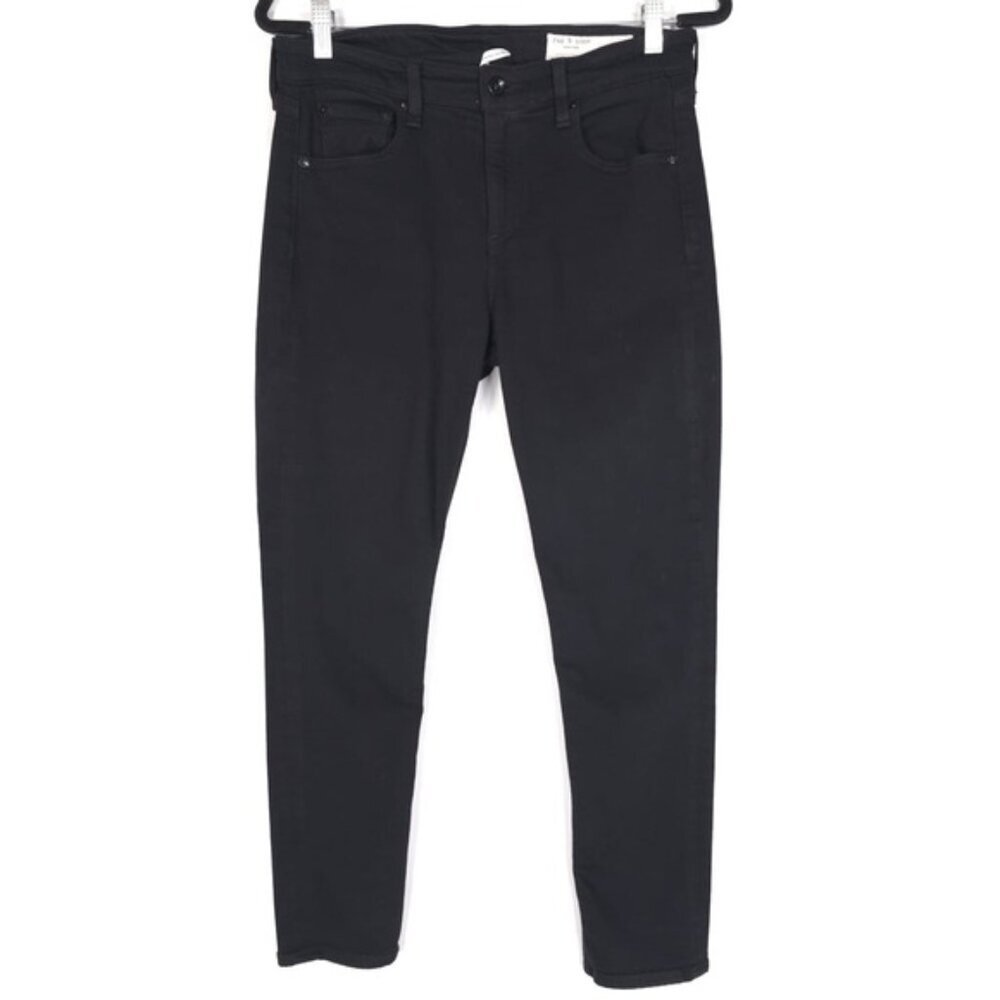 Rag & bone Women’s CATE MID RISE ANKLE SKINNY Black Jeans WDD21S2651N5BL Size 29